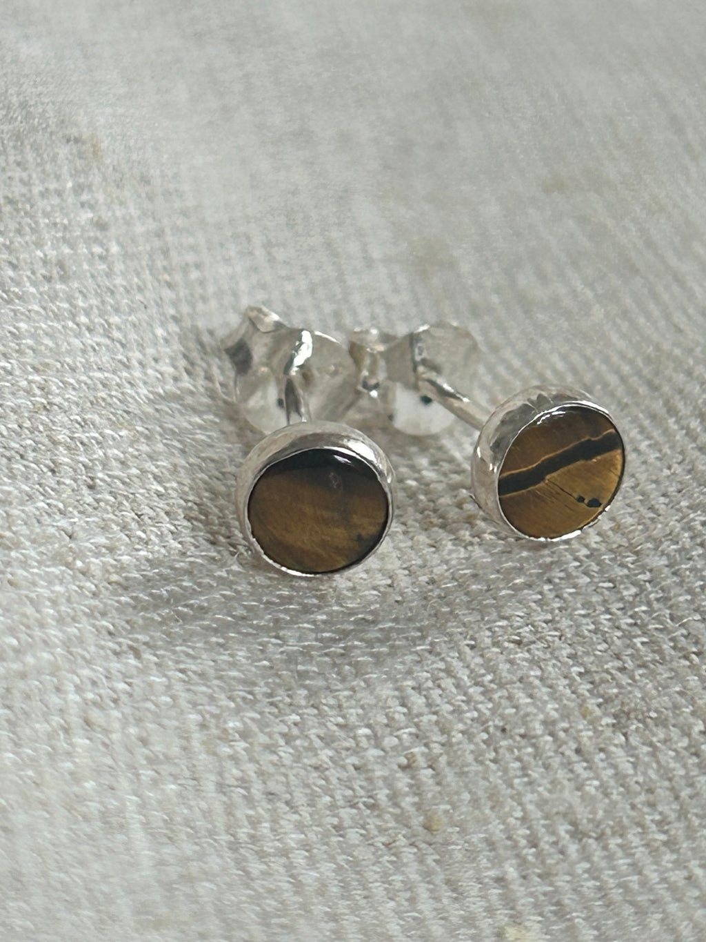 Tiger's Eye Earrings – Sterling Silver Studs