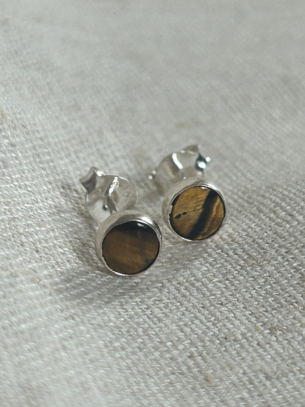 Tiger's Eye Earrings – Sterling Silver Studs